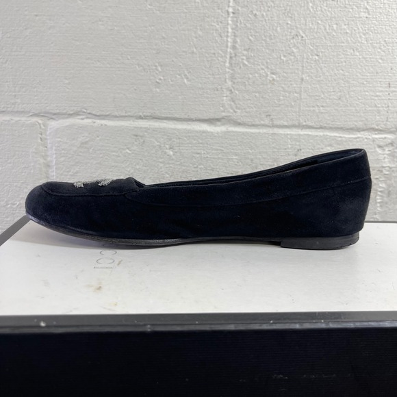Chanel CC Metal Chain Logo Black Suede Ballet Flats Slip On Women's 40 EU/10 US - Picture 5 of 11